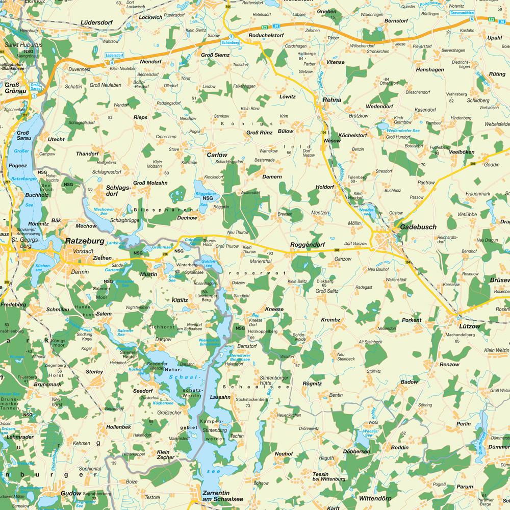 Map of greater Lübeck region, SchleswigHolstein, Germany. Maps and directions at hotmap.
