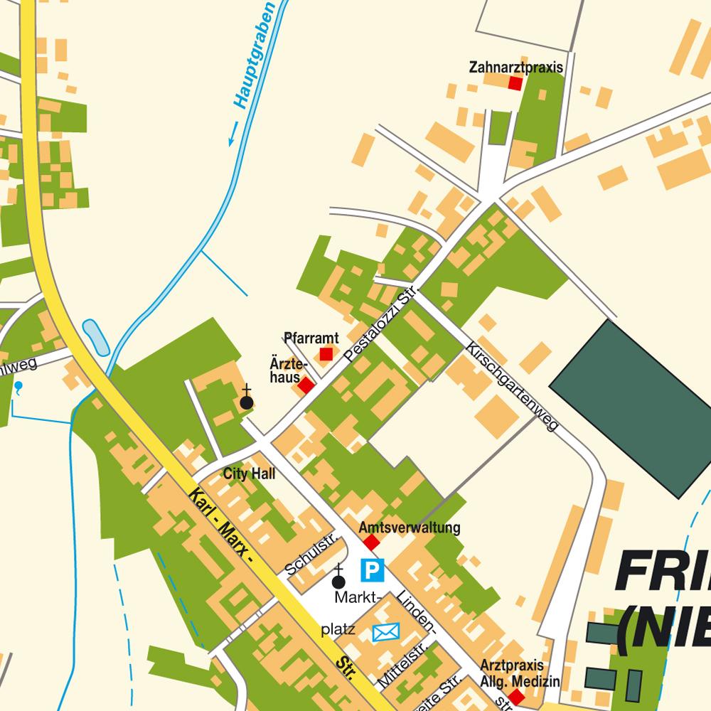 Stadtplan Friedland Stadt, Deutschland. Karte und Routenplaner von hot