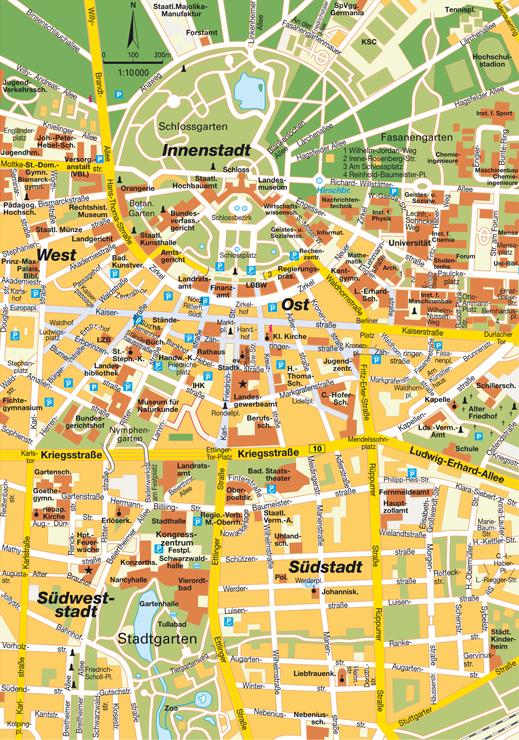 Map Karlsruhe, Baden-Württemberg, Germany. Maps and directions at hot-map.