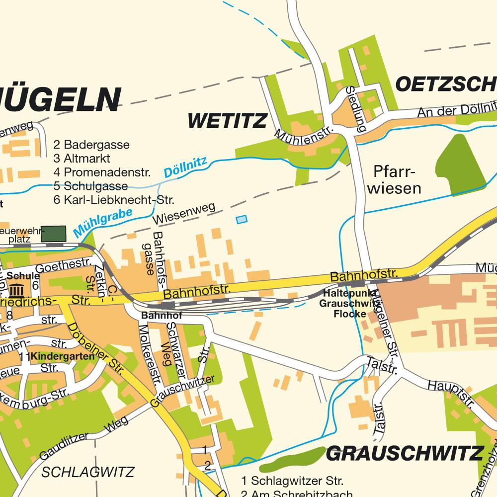 Stadtplan Mügeln, Deutschland. Karte und Routenplaner von hot-maps.