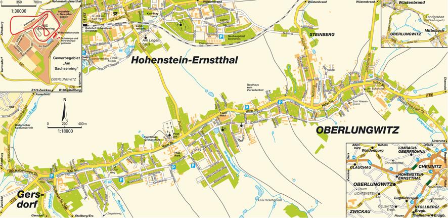 Stadtplan Oberlungwitz, Deutschland. Karte und Routenplaner von hotmaps.