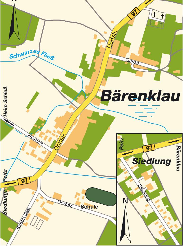 Map Schenkendöbern OT Bärenklau, Brandenburg, Germany. Maps and