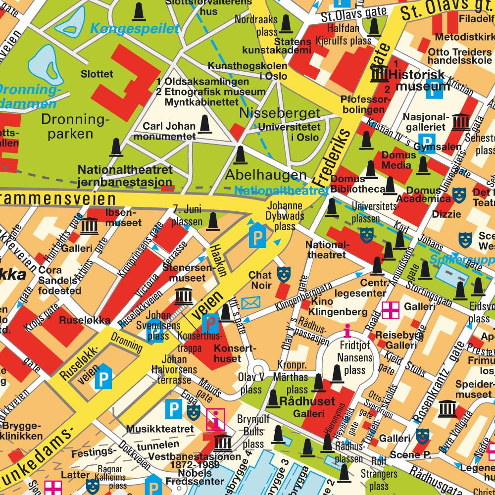 Map Oslo, Norway (city center). Central Downtown Maps and directions at ...